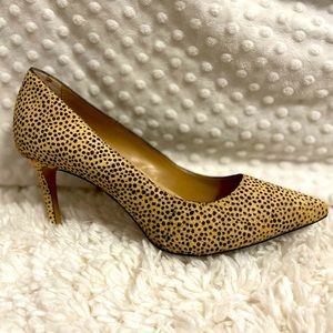 Banana Republic dyed calf fur pumps. Heel is approx 3 inches.